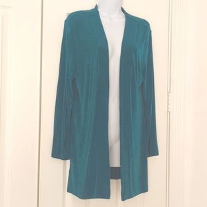 Draper's & Damon's turquoise open long blazer.